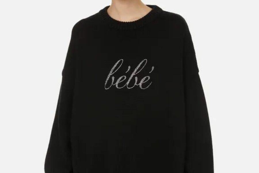 Pull ” Bébé ” en coton noir