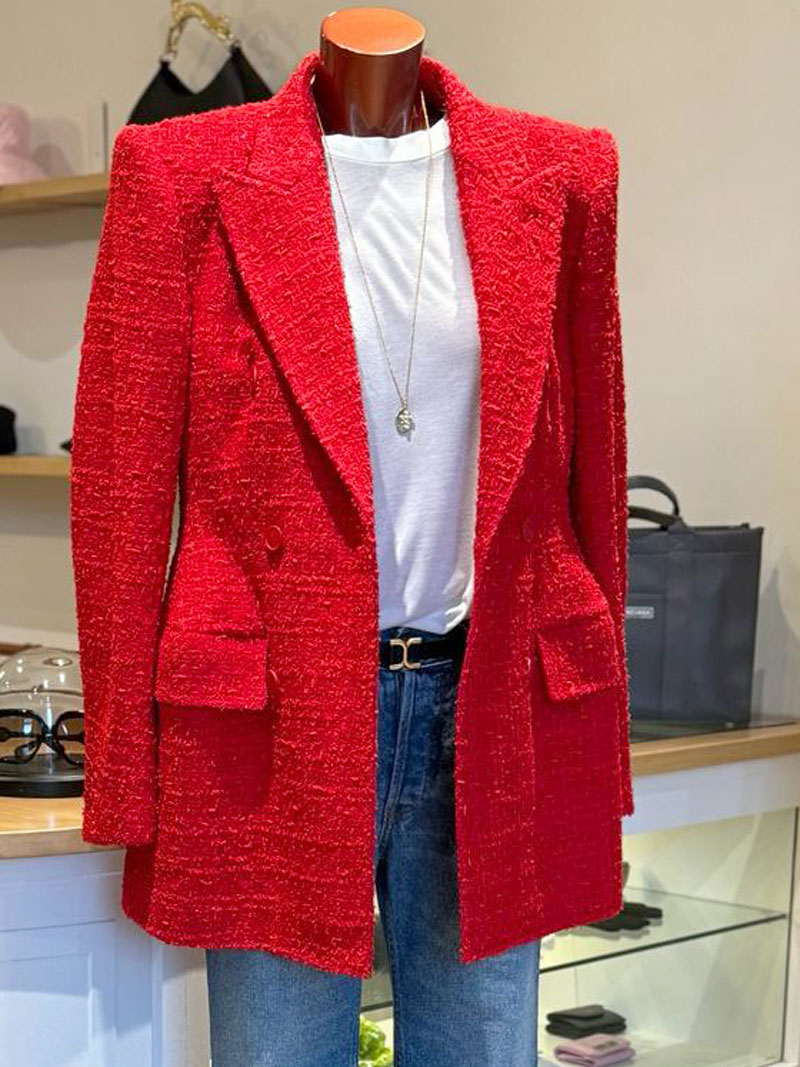 Veste rouge en Tweed et Lurex Balenciaga